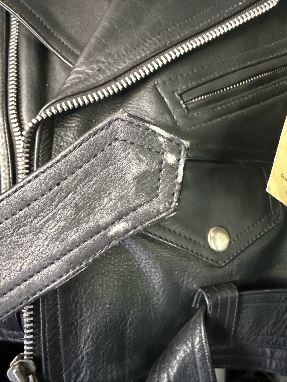 PLG Black Genuine Leather Cropped Moto Jacket with Belt - Picture 10 of 10